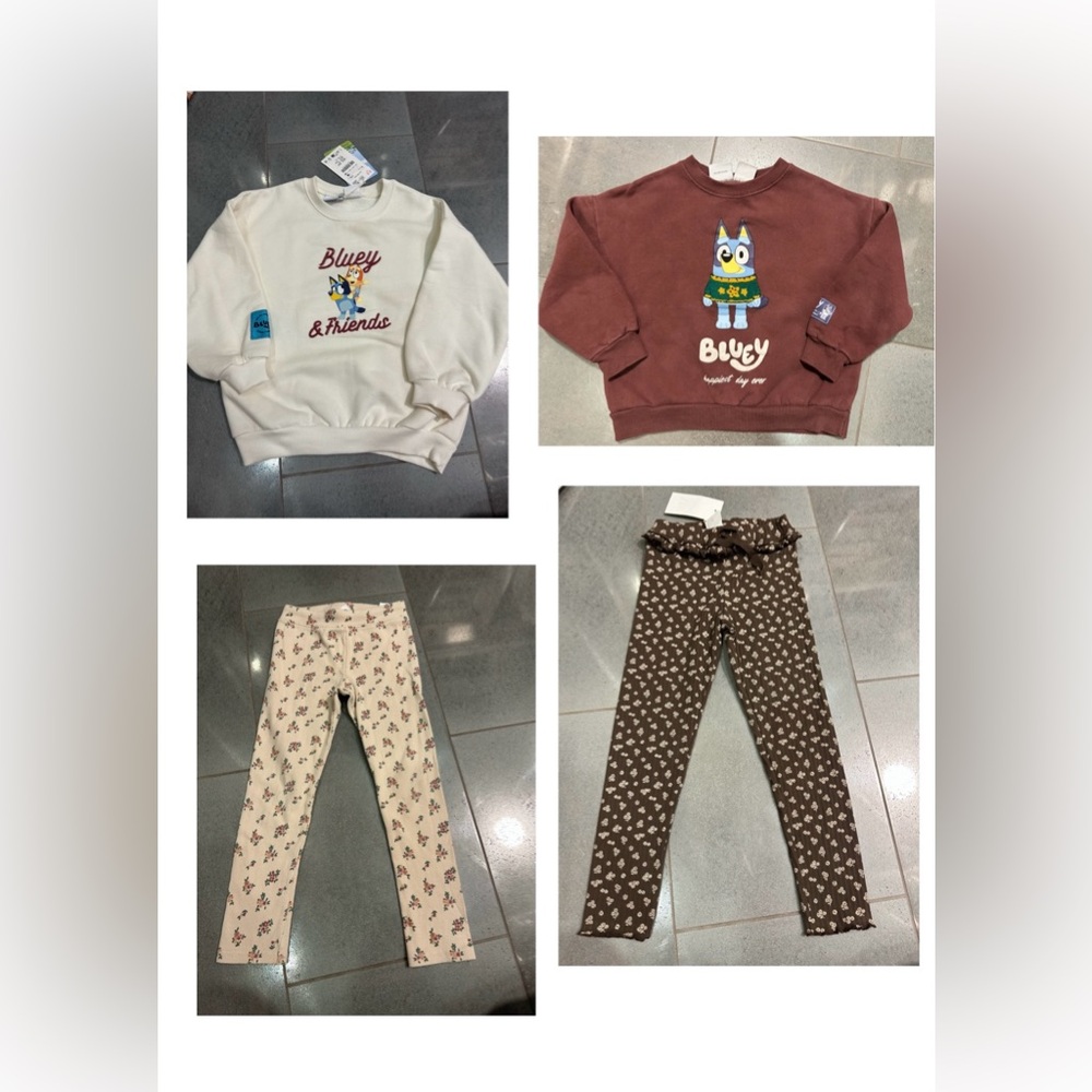 Zara 6 New Used Disney Bluey Floral Leggings Bundle Bingo Lucky